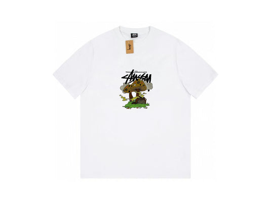 STUSSY CARTOON MAGIC MUSHROOMS PRINT TEE WHITE