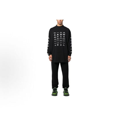 Balenciaga SS23 Logo Letter Print Round-neck Long-sleeved Sweater Regular Fit Men's Style Black