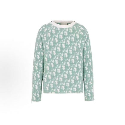 DIOR (Dior) FW24 Letter Logo Printed Round-neck Long-sleeved Knit Shirt for Men in Light Green