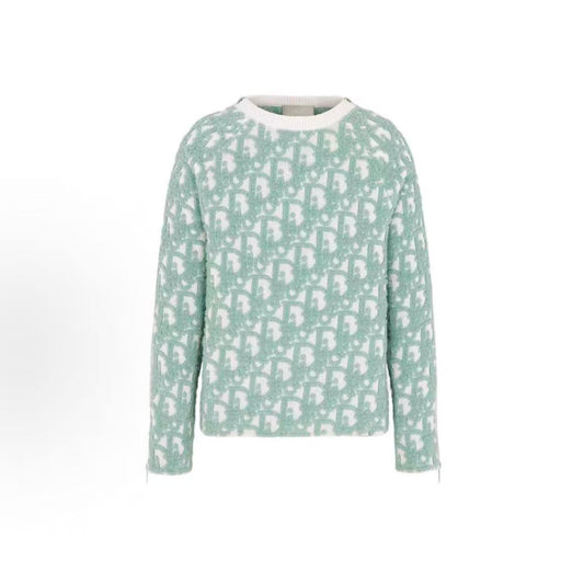 DIOR (Dior) FW24 Letter Logo Printed Round-neck Long-sleeved Knit Shirt for Men in Light Green