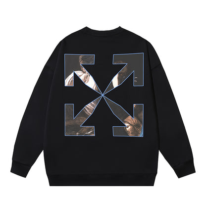 OFF WHITE CARAVAGGIO ANGEL ARROW CREW NECK HOODIE BLACK
