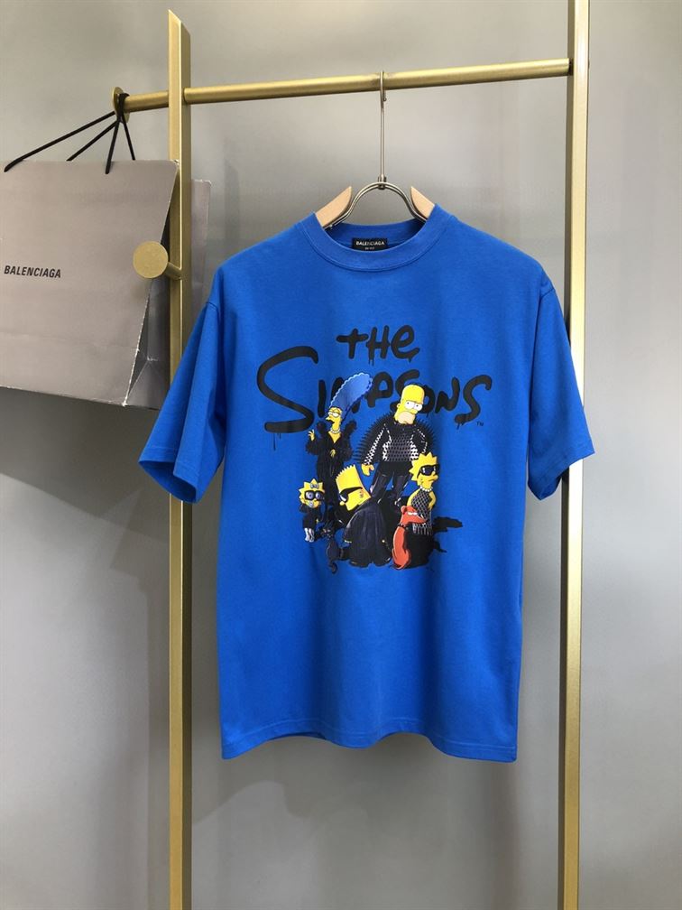 BALENCIAGA MEN’S THE SIMPSONS TM &  20TH TELEVISION T-SHIRT OVERSIZED IN INDIGO – BAS006