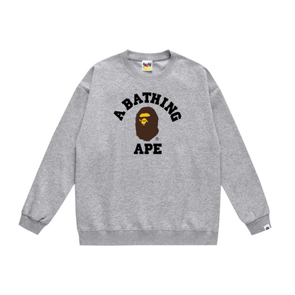 A Bathing Ape Classic Logo Print Hoodie Grey