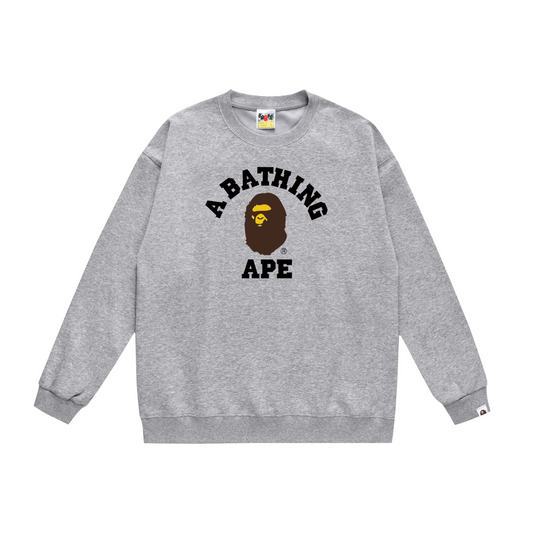 A Bathing Ape Classic Logo Print Hoodie Grey