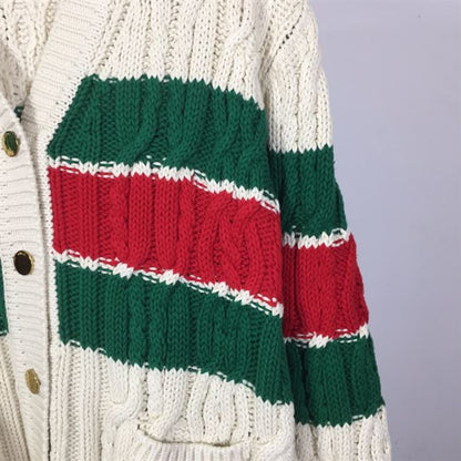 GUCCI WEB STRIPE CABLE-KNIT CARDIGAN – GCK041