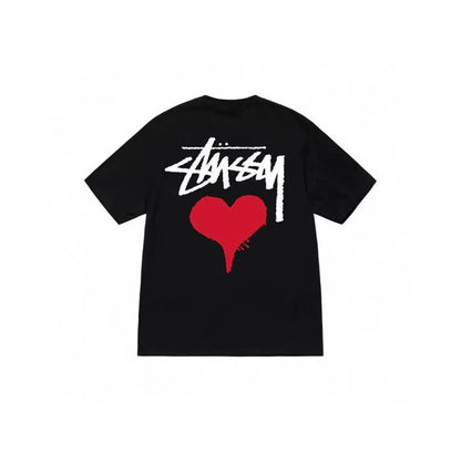 STUSSY HEARTS LOGO TEE BLACK