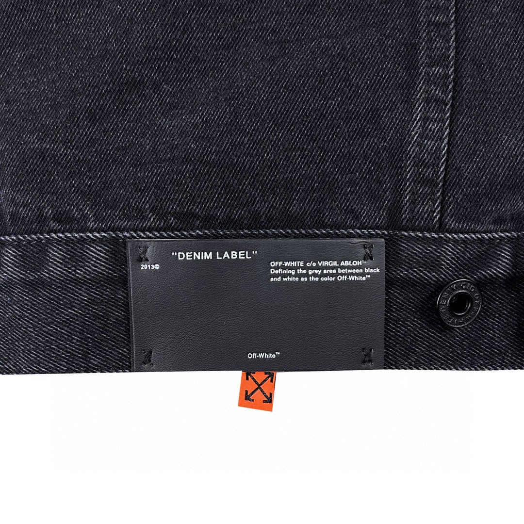 Off-White tape arrow print denim jacket black