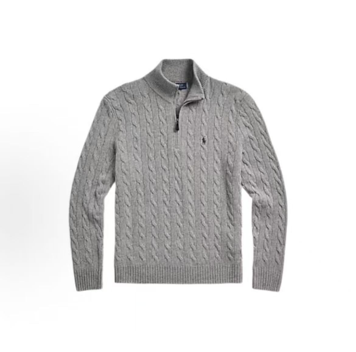 Ralph Lauren FW23 Solid Color Buttoned Half-Zip Long-Sleeved Sweater - Standard Fit Men's Style