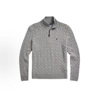 Ralph Lauren FW23 Solid Color Buttoned Half-Zip Long-Sleeved Sweater - Standard Fit Men's Style