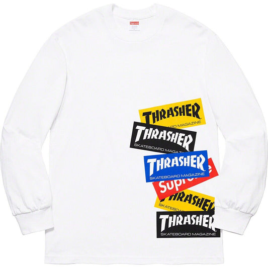 Supreme Thrasher Multi Logo Long Sleeve Tee White