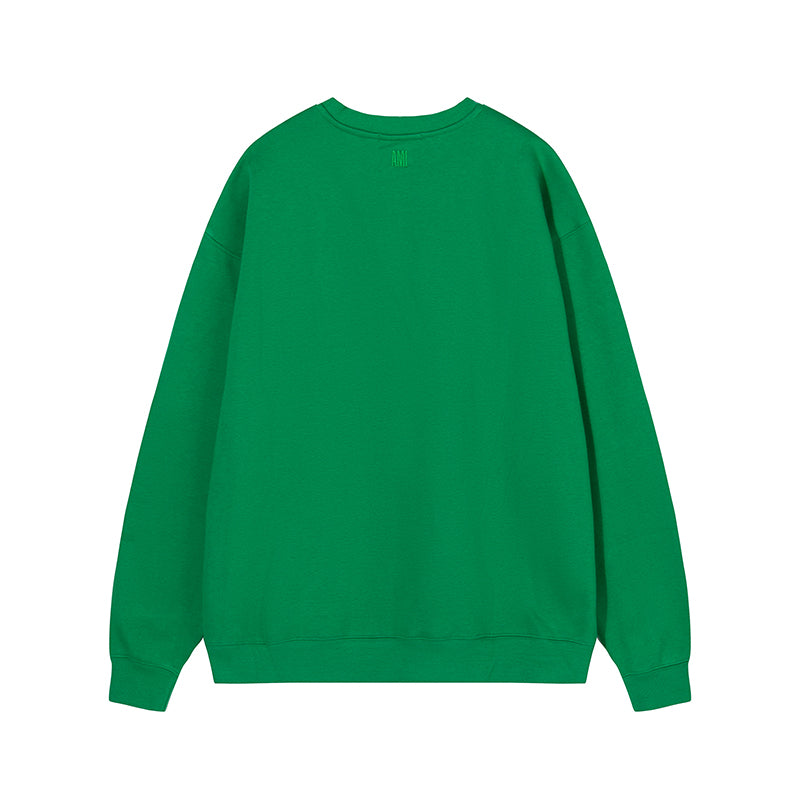 AMI  Solid Color Crewneck Hoodie Dark Green