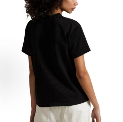 Ralph Lauren Logo Embroidered Round-neck Short-sleeved T-shirt for Women - Black - Slim Fit