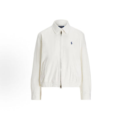 Ralph Lauren Solid-color Small Spikes Embroidered Collar Zip Long-Sleeved Jacket Coat for Women - White