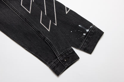 Off-White Diagonal Outline Paint Slim Fit Denim Jacket