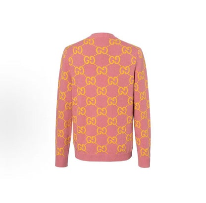 GUCCI Gucci Double GV Collar Wool Sweater Men's Style Pink