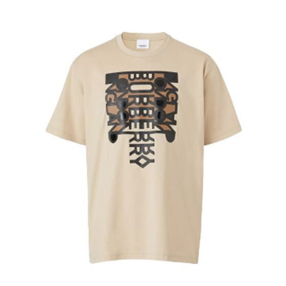 BURBERRY LOGO PRINT COTTON OVERSIZE T-SHIRT – IN SOFT FAWN – BRS006