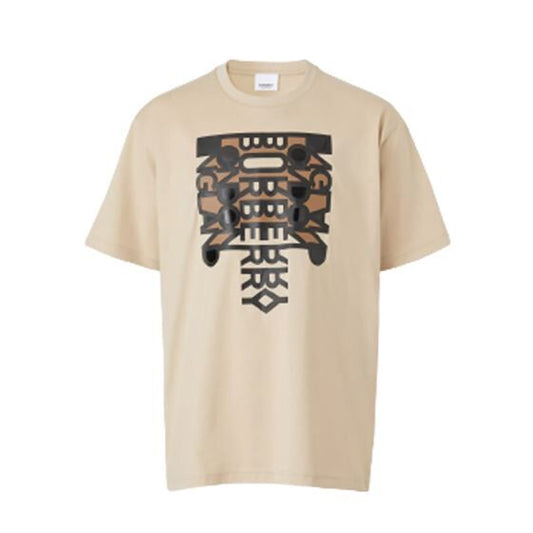 BURBERRY LOGO PRINT COTTON OVERSIZE T-SHIRT – IN SOFT FAWN – BRS006