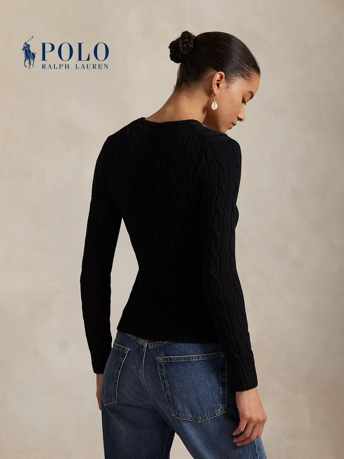 Ralph Lauren Knitted Cotton Round-neck Long-sleeved Sweater - Slim Fit Women's Style