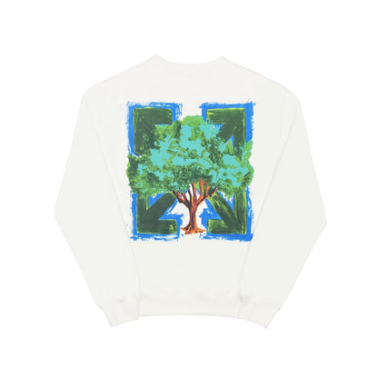 Off-White environmentally friendly oil painting tree print hoodie white