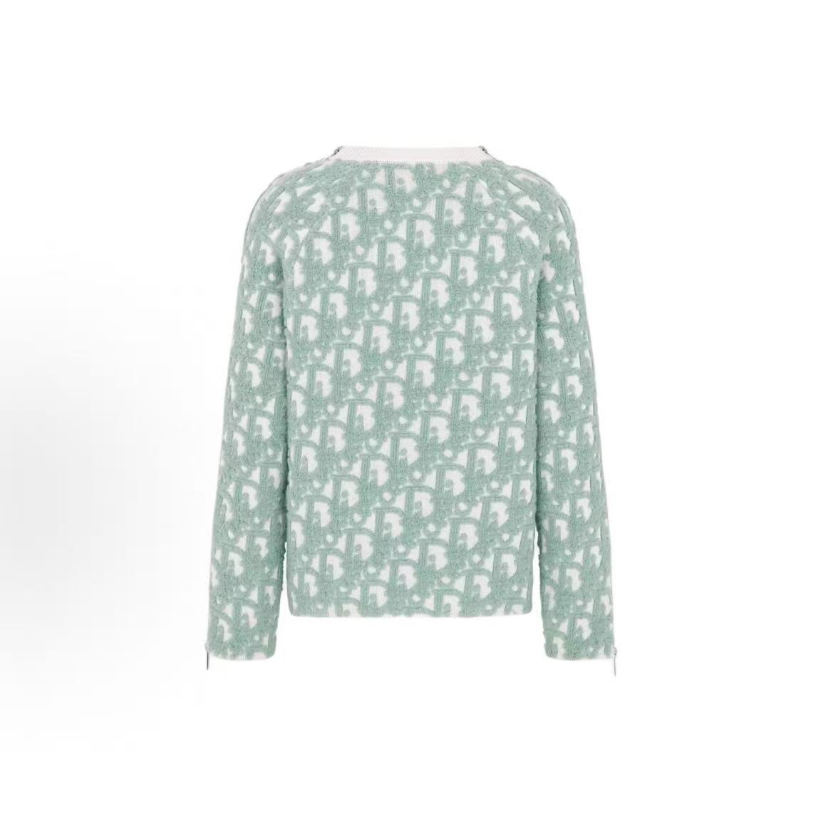 DIOR (Dior) FW24 Letter Logo Printed Round-neck Long-sleeved Knit Shirt for Men in Light Green