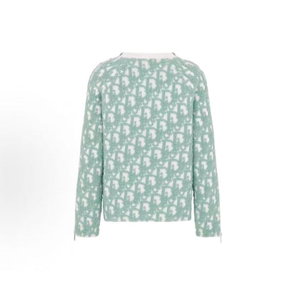 DIOR (Dior) FW24 Letter Logo Printed Round-neck Long-sleeved Knit Shirt for Men in Light Green