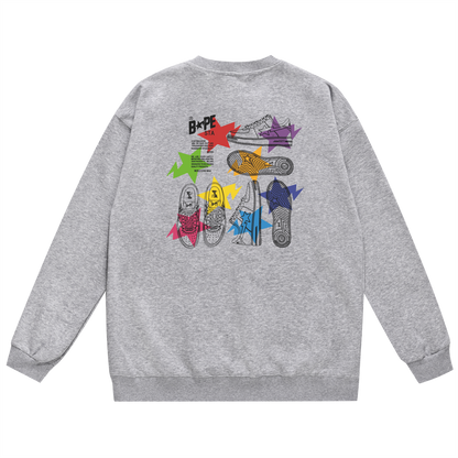 A Bathing Ape Shoes Print Hoodie Grey