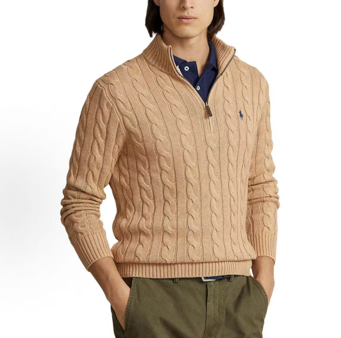 Ralph Lauren SS26 embroidered horse pattern cotton long-sleeved knit shirt, standard fit, men's style