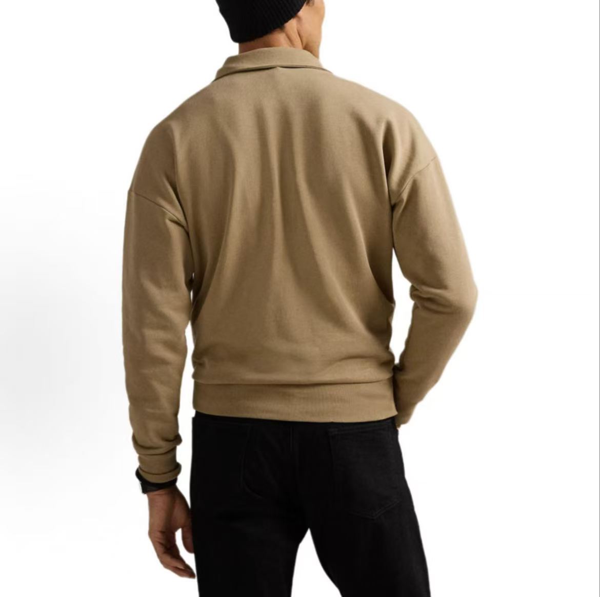 Ralph Lauren Solid Color Cotton Sport Sweatshirt for Men, Khaki