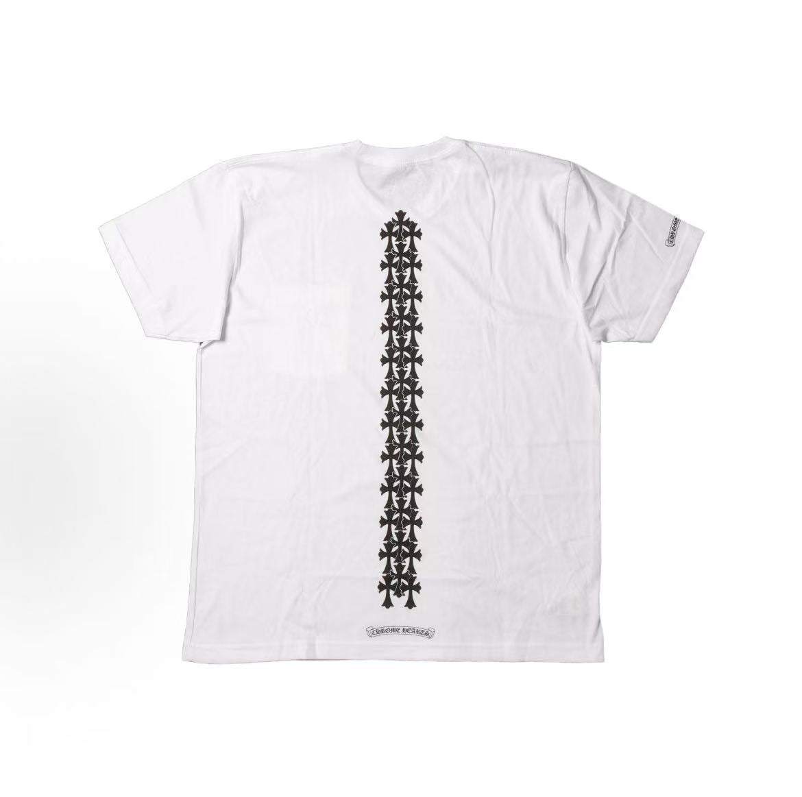 Chrome Hearts Color Gradient Horse Hoof Sleeve Roll-Up Short-Sleeve T-shirt (for both men and women) White (Copy)