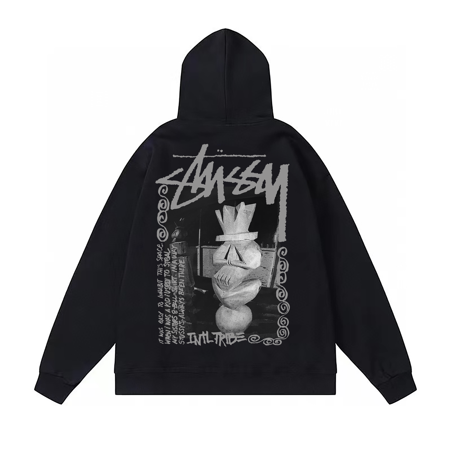 STUSSY PLASTER STATUE PRINT HOODIE BLACK