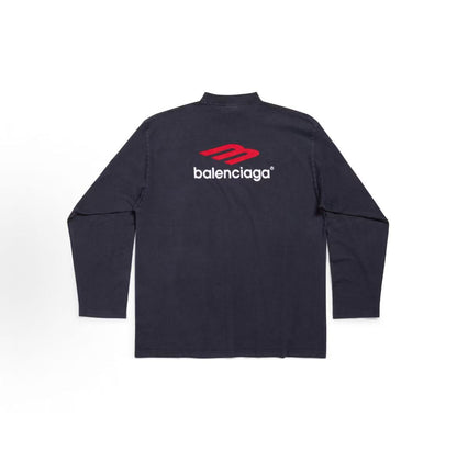 Balenciaga Logo letter print crew-neck long-sleeve T-shirt, loose fit, same style for both men and women, black color