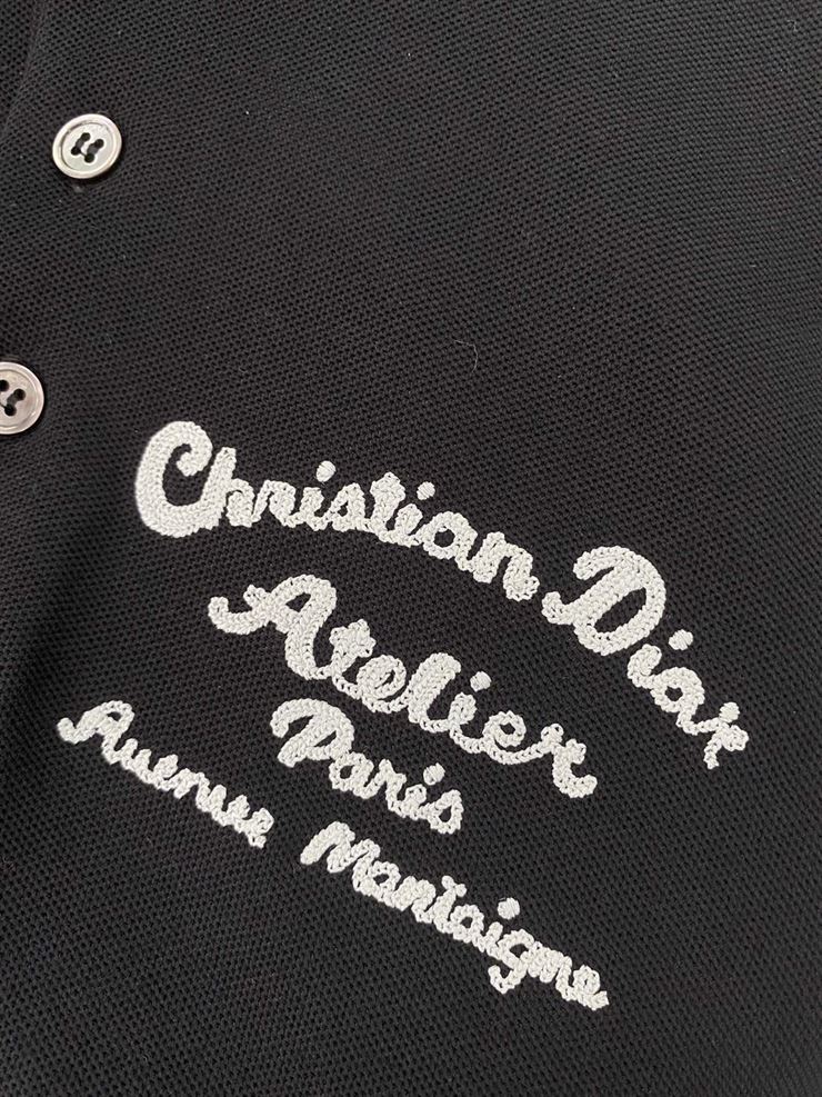 ‘CHRISTIAN DIOR ATELIER’ POLO SHIRT BLACK COTTON PIQUÉ – DOT018