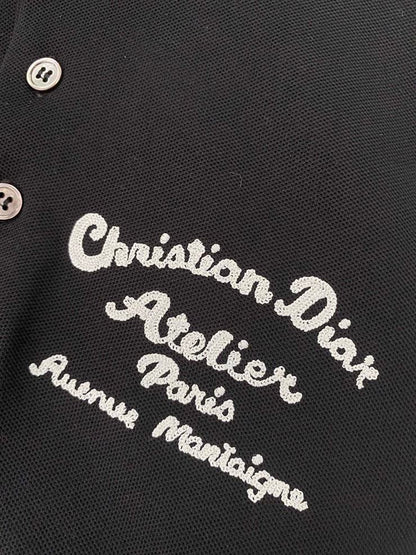 ‘CHRISTIAN DIOR ATELIER’ POLO SHIRT BLACK COTTON PIQUÉ – DOT018