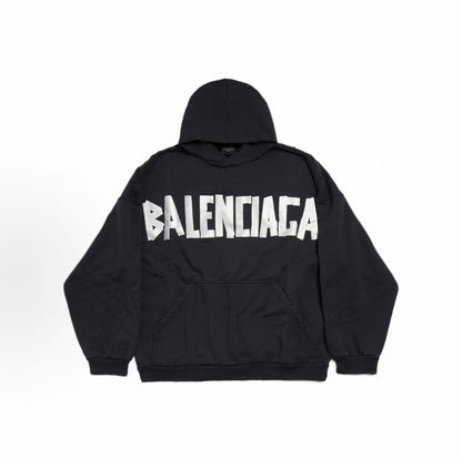 Balenciaga FW23 Hooded Logo Long-Sleeve Sweater - Regular Fit - Same Style for Both Men and Women - Black