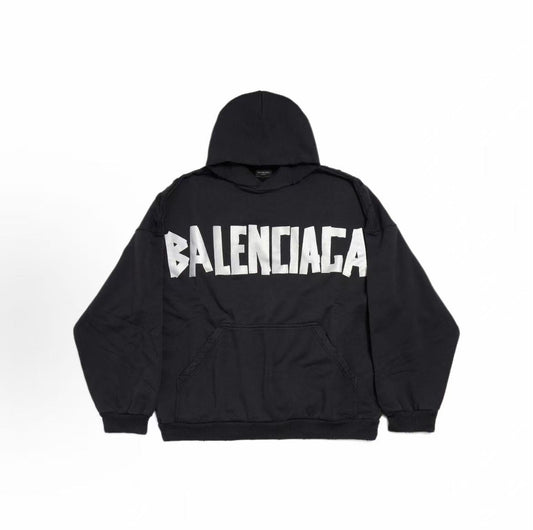 Balenciaga FW23 Hooded Logo Long-Sleeve Sweater - Regular Fit - Same Style for Both Men and Women - Black