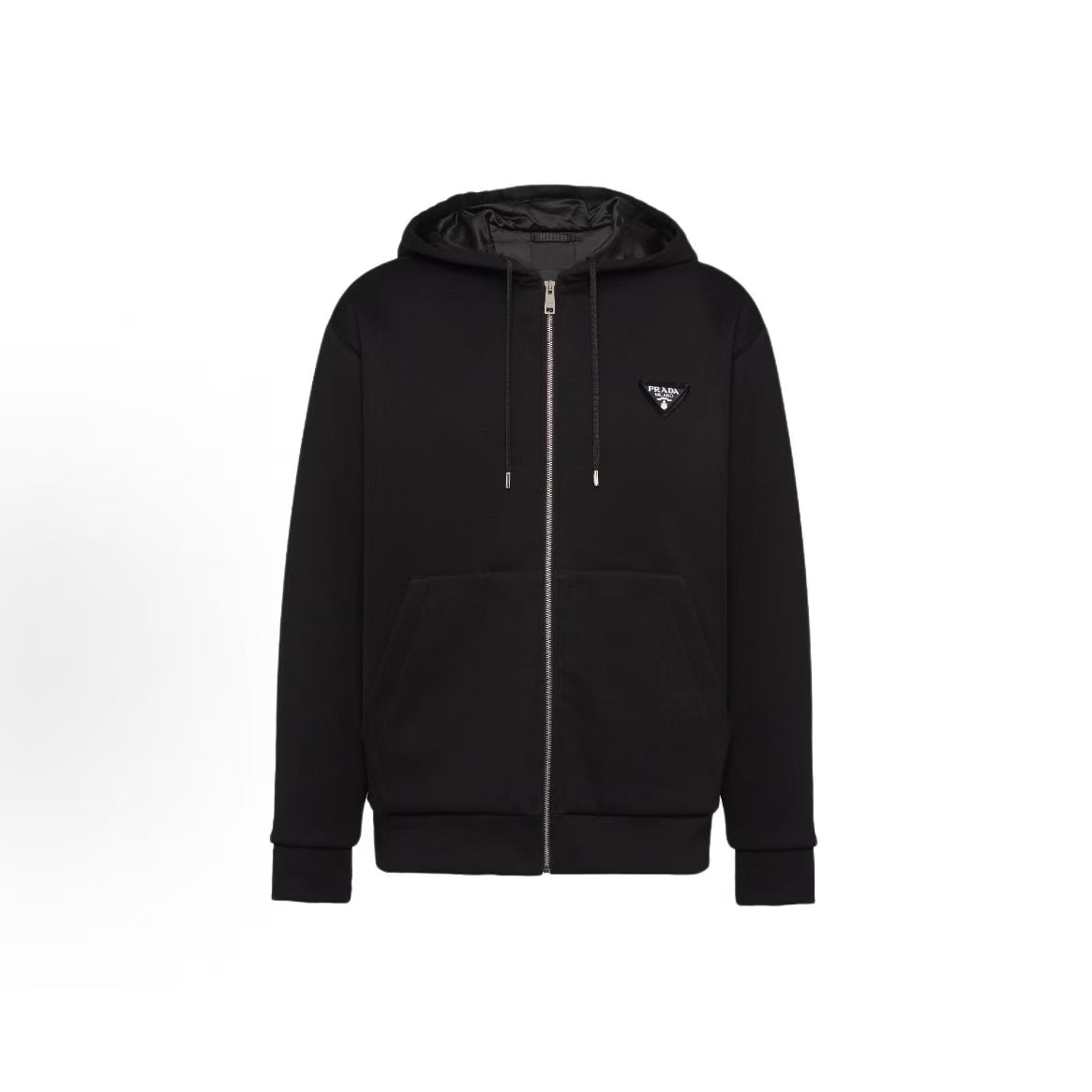 PRADA Prada FW23 Logo Letter Print Hooded Zip-Up Long-Sleeved Jacket for Men - Black