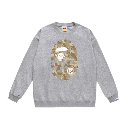 A Bathing Ape Camouflage Logo Print Hoodie Grey