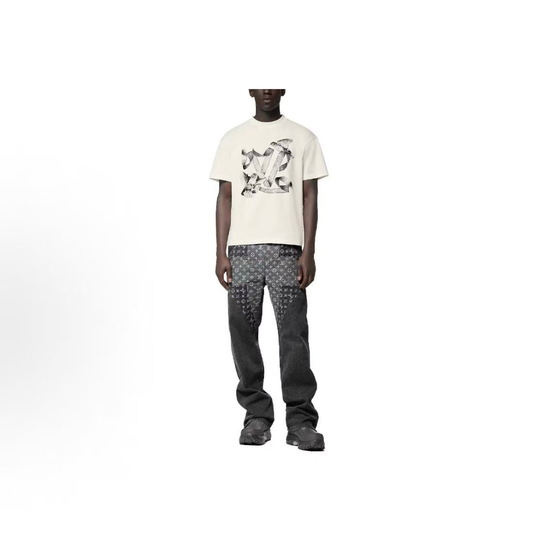 LOUIS VUITTON FW23 Logo Animal Print Round-neck Short-sleeved T-shirt for Men - White