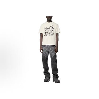 LOUIS VUITTON FW23 Logo Animal Print Round-neck Short-sleeved T-shirt for Men - White