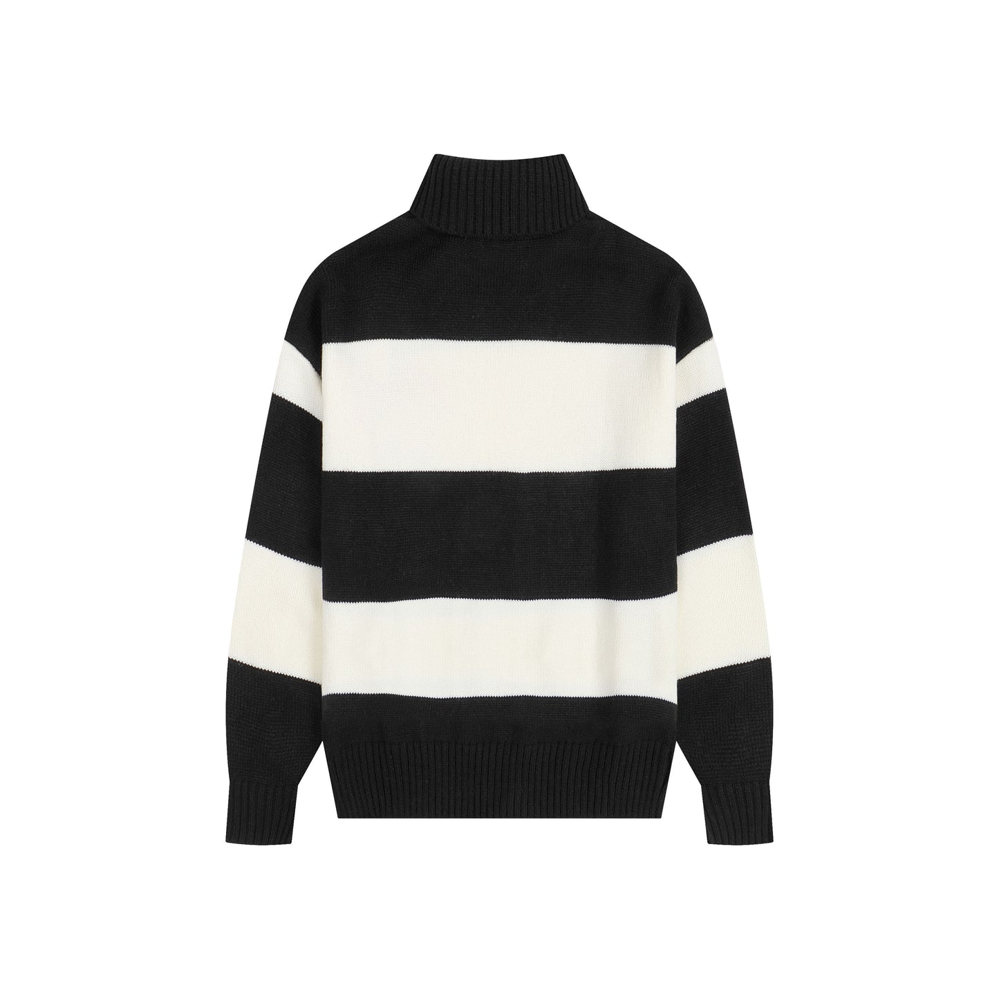 AMI Big Logo Turtleneck Stripe Sweater Cream/Black