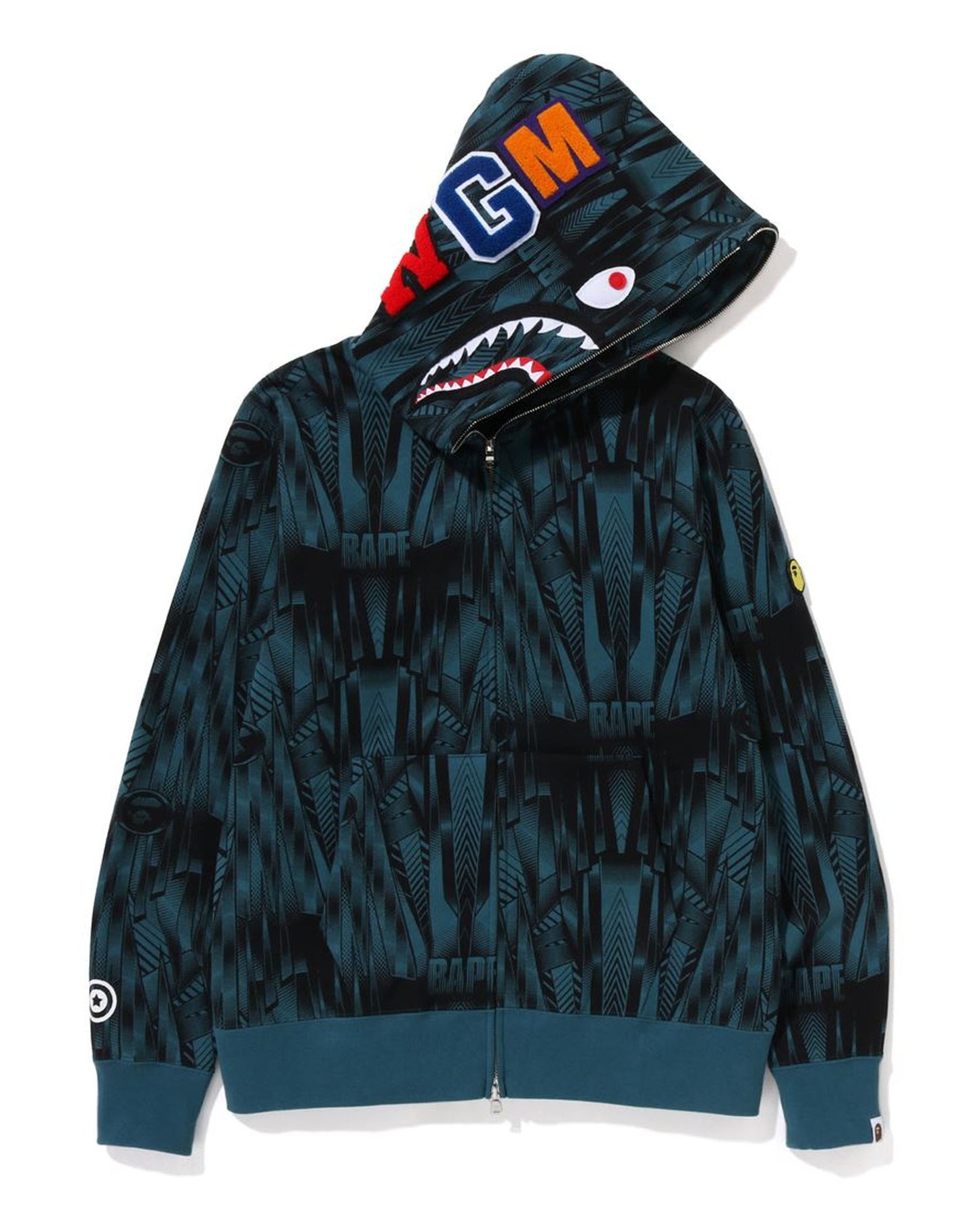A Bathing Ape Speed Racer Shark Full Zip Hoodie In Blue