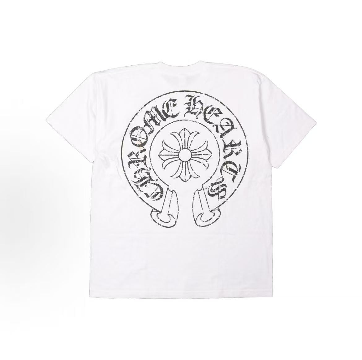 Chrome Hearts Round-neck Horse Hoof Logo Cotton Short-Sleeved T-Shirt (For Both Men and Women)
