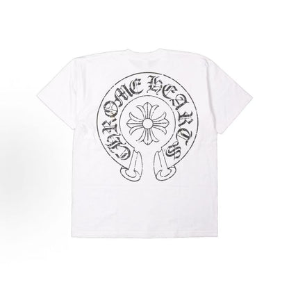 Chrome Hearts Round-neck Horse Hoof Logo Cotton Short-Sleeved T-Shirt (For Both Men and Women)