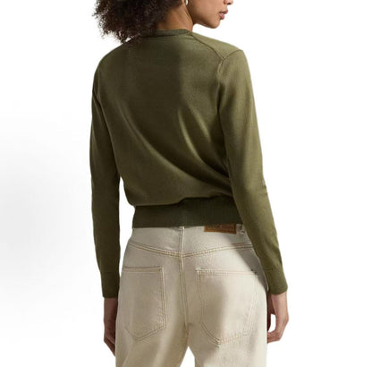 Ralph Lauren Long-sleeved Round-neck Button-down Knit Shirt - Slim Fit Women's Style