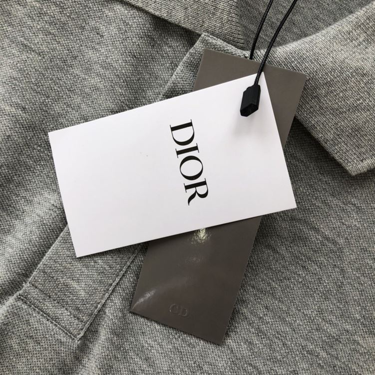 DIOR CD ICON POLO SHIRT GRAY COTTON PIQUÉ – DOT024