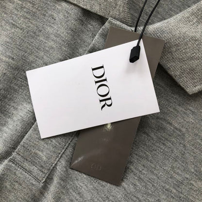DIOR CD ICON POLO SHIRT GRAY COTTON PIQUÉ – DOT024