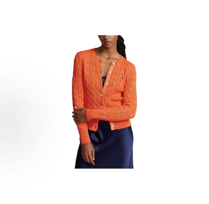 Ralph Lauren SS24 Little Horse Embroidered Logo Pattern Twisted Knot Ribbed Roundneck Single-Button Cotton Blouse with Long Sleeves Knitted Shirt Standard Fit Women's Style