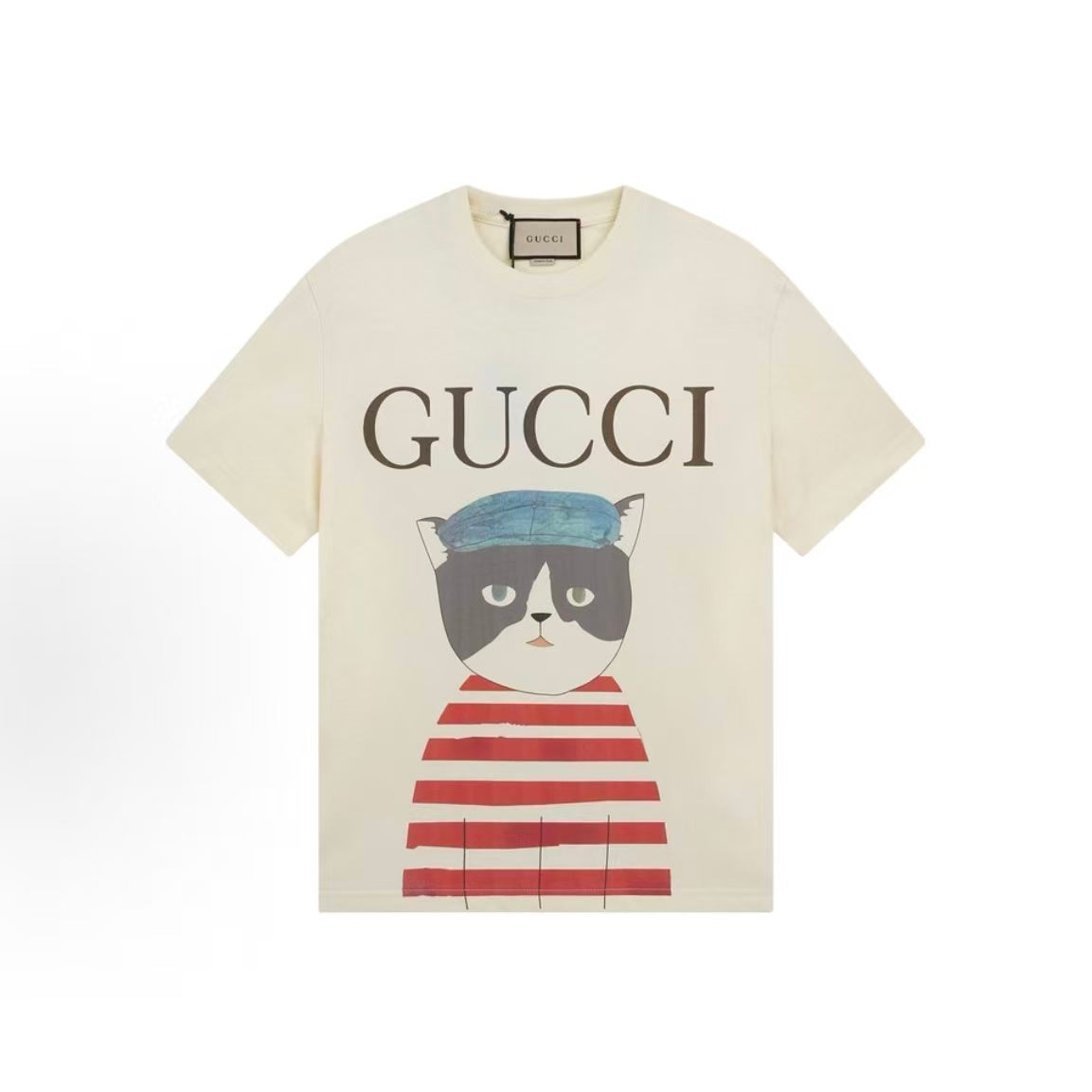 GUCCI Gucci Summer Hip-Hop Cat Retro Short-Sleeved Round-Neck T-Shirt - Men's and Women's style are the same
