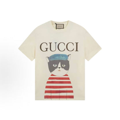 GUCCI Gucci Summer Hip-Hop Cat Retro Short-Sleeved Round-Neck T-Shirt - Men's and Women's style are the same