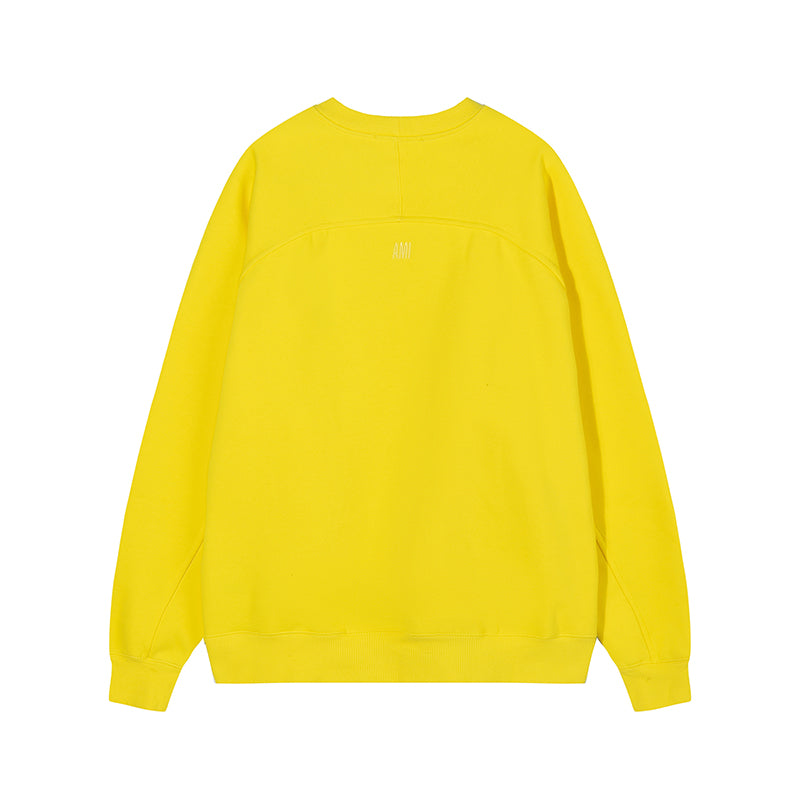 AMI Black Logo Crewneck Hoodie Yellow